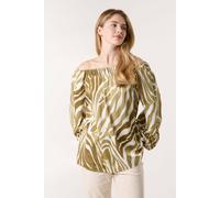 Blue Vanilla Women's White Zebra Satin Ruched Bardot Top Blue Vanilla White One Size