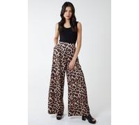 Blue Vanilla Women's Wide Leg Leopard Trousers in Brown | Size: 10