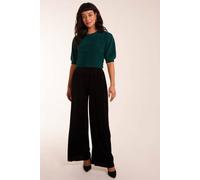 Blue Vanilla Wide Leg Textured Velour Trouser In Black Black