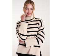 Blue Vanilla Wide Stripe Roll Neck Jumper In Cream Cream