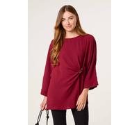 Blue Vanilla Wine Detail Side Gathered Blouse Wine S/M