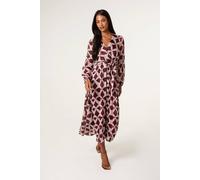 Blue Vanilla Geometric Metallic Wrap Maxi Dress - M - Wine