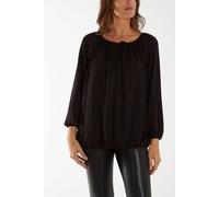 Blue Vanilla Wine Glitter Bow Blouse Wine One Size