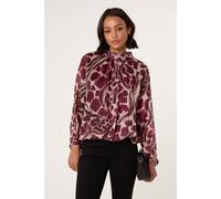 Blue Vanilla Wine Metallic Stripe Puffball Blouse Wine M/L