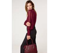 Blue Vanilla Wine Semi-Sheer Mesh Panel Long Sleeve Jumper Wine
