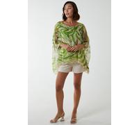 Blue Vanilla Women's Abstract Brushed Zebra Blouse in Lime