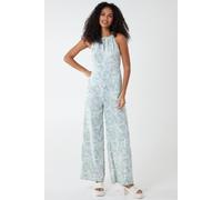 Blue Vanilla Women's Abstract Print Halterneck Culotte Jumpsuit in Green | Size: 16