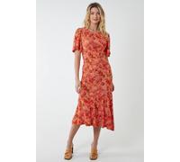 Blue Vanilla Women's Angel Sleeve Tiered Midi Dress in Orange | Size: 8 Blue Vanilla Orange 8
