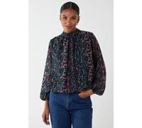 Blue Vanilla Women's Animal Print Blouson Top in Green | Size: Medium/Large