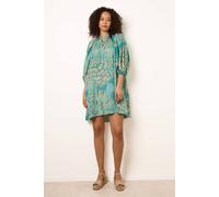 Blue Vanilla Women's Aqua Diamante Tunic Dress With Puff Sleeve | Size: S/M Blue Vanilla Aqua S/M