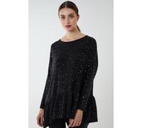 Blue Vanilla Women's Asymmetric Hem Batwing Oversized Top in Black | Size: S/M Blue Vanilla Black S/M