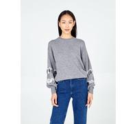 Blue Vanilla Women's Balloon Sequin Disc Sleeve Jumper in Grey | Size: Medium/Large