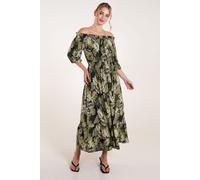 Blue Vanilla Women's Bardot Elasticated Maxi Dress | Size: S/M Blue Vanilla Multicolor S/M