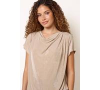 Blue Vanilla Women's Beige Short Sleeve Slip On Cowl Neck Top | Size: Large/XL Blue Vanilla Beige L/XL