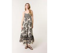 Blue Vanilla Black Abstract Strappy Button Front Maxi Dress Black S