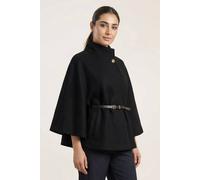 Blue Vanilla Women's Black Belted Cape Coat Blue Vanilla Black One Size