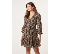 Blue Vanilla Button Up Belted Chiffon Mini Dress - UK 10 - Black