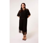 Blue Vanilla Women's Black Crochet Top Pleat Dress | Size: S/M Blue Vanilla Black S/M