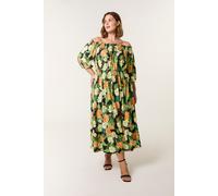 Blue Vanilla Women's Black Curve Bardot Elasticated Midi Dress | Size: 18-20 Blue Vanilla Black 18-20