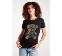 Blue Vanilla Women's Black Diamante Teddy Bear T-shirt | Size: Small Blue Vanilla Black S
