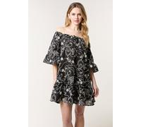 Blue Vanilla Women's Black Embroidered Smock Dress | Size: Small/Medium