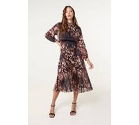 Blue Vanilla Women's Black High Neck Metallic Pleated Dress | Size: Small Blue Vanilla Multicolor S