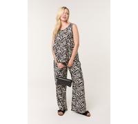 Blue Vanilla Women's Black Leaf Print Vest & Trouser Set | Size: S/M Blue Vanilla Black S/M