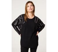 Blue Vanilla Women's Black Embellished Shoulder Jumper | Size: S/M Blue Vanilla Black S/M