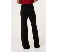 Blue Vanilla Women's Black Ribbed Wide Leg Trousers | Size: 18-20 Blue Vanilla Black 18-20
