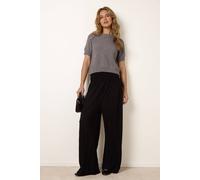 Blue Vanilla Shirred Waist Pleated Wide Leg Trousers - One Size - Black