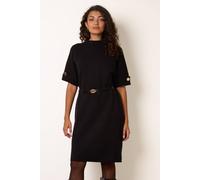 Blue Vanilla Women's Black Short Sleeve High Neck Midi Dress | Size: Medium/Large Blue Vanilla Black M/L