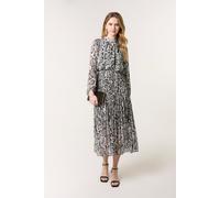 Blue Vanilla Women's Black Snakeskin High Neck Pleat Dress | Size: Small Blue Vanilla Black S