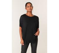 Blue Vanilla Stud Detail Round Neck T-shirt - S-M - Black