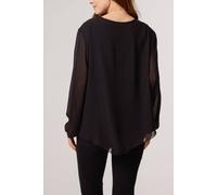 Blue Vanilla Women's Black Long Tie Side Chiffon Necklace Top Slip On Round Neck | Size: S/M Blue Vanilla Black S/M