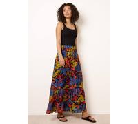Blue Vanilla Tiered Bright Maxi Skirt - Black - M-L