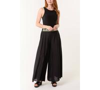 Blue Vanilla Women's Black Wide Leg Embellished Linen Trousers | Size: Small Blue Vanilla Black S