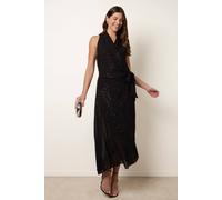 Blue Vanilla Women's Black Wrap Knit Halter Shape Dress | Size: Large Blue Vanilla Black L