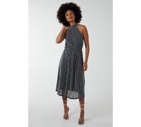 Blue Vanilla Women's Blouson Elasticated Halter Midi Dress in Silver | Size: 8 Blue Vanilla Silver 8
