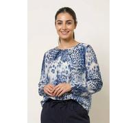 Blue Vanilla Women's Blue Animal Print Round Neck Top | Size: S/M Blue Vanilla Blue S/M