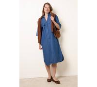 Blue Vanilla Button Front Denim Shirt Dress - One Size - Blue