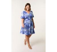 Blue Vanilla Women's Blue Curve Shirred Waist Button Mini Dress | Size: 22-24 Blue Vanilla Blue 22-24