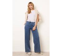 Blue Vanilla Women's Blue Draw String Wide Leg Denim Trousers | Size: Small Blue Vanilla Blue S