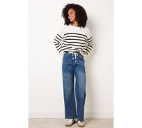 Blue Vanilla Elasticated Waist Jeans With Tie - L - Blue