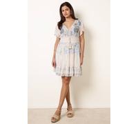 Blue Vanilla Women's Blue Embellished Metallic Mini Dress | Size: Medium/Large Blue Vanilla Blue M/L