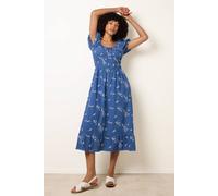 Blue Vanilla Women's Blue Embroidery Milkmaid Midi Dress | Size: Large Blue Vanilla Blue L