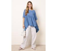 Blue Vanilla Women's Blue Gathered Oversized Top Blue Vanilla Blue One Size