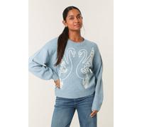 Blue Vanilla Women's Blue Long Sleeve Slip On Round Neck Jumper | Size: Medium/Large Blue Vanilla Blue M/L