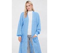 Blue Vanilla Women's Blue Longline Double Pocket Knitted Cardigan | Size: S/M Blue Vanilla Blue S/M