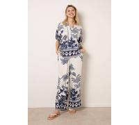 Blue Vanilla Women's Blue Palm Tree Set in Cream | Size: Medium/Large Blue Vanilla Cream M/L