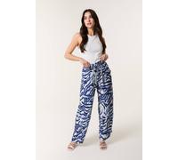 Blue Vanilla Women's Blue Printed Elastic Trousers | Size: Medium/Large Blue Vanilla Blue M/L